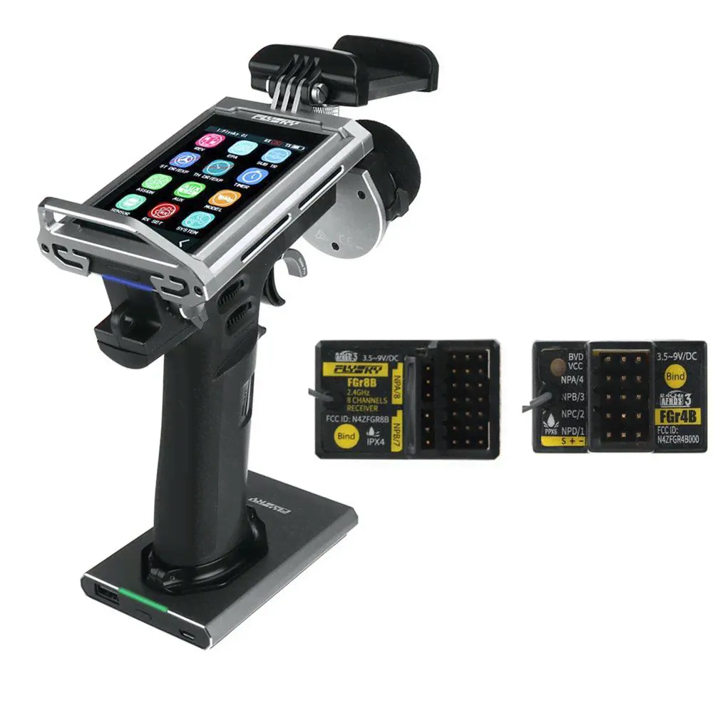 FlySky Noble NB4 Pro 2,4 ГГц 18-канальный AFHDS 3 Версия для США Радиопередатчик 3,5-дюймовый цветной сенсорный экран Металлический кронштейн Ручка с радиоуправляемым приемником FGr4B / FGr8B для ради